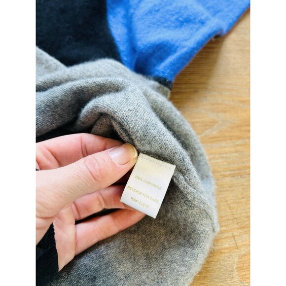 Garnet Hill Soft Cashmere Color Block Crewneck Sweater - Picture 3 of 6